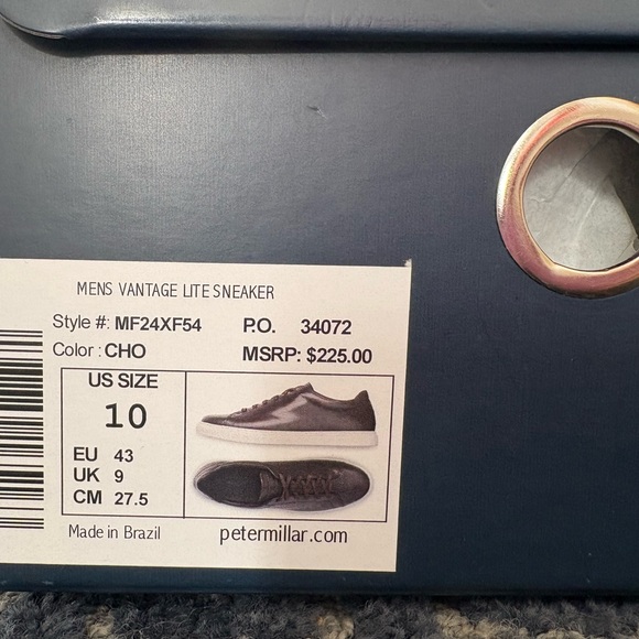 Peter Millar Dark Brown Leather Sneakers - Picture 2 of 2